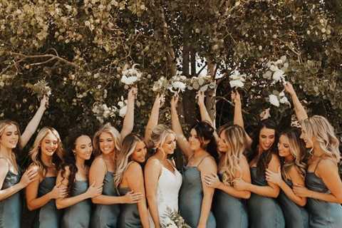 Blue bridesmaids silk dresses – park city Utah wedding | Bridesmaids photos